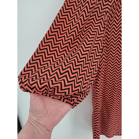 Orange & Black Chevron Striped‎ Top Career Office Professional Colorful Size M - Picture 4 of 7